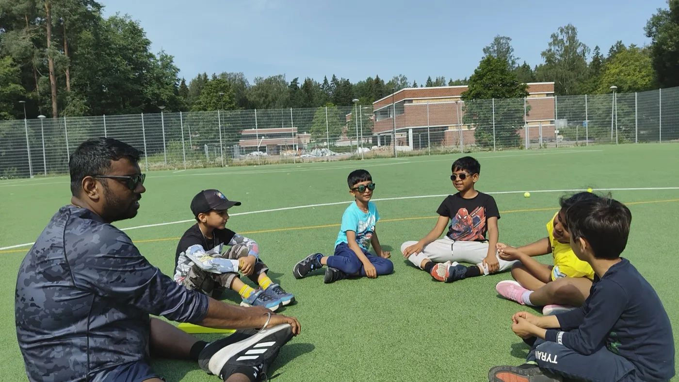 Young cricketers warming up at Kilo Ground